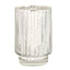 3-Pack Mercury Glass Hurricane Candle Holders Silver Wavy Column Design - Votive Pillar Vase 5"