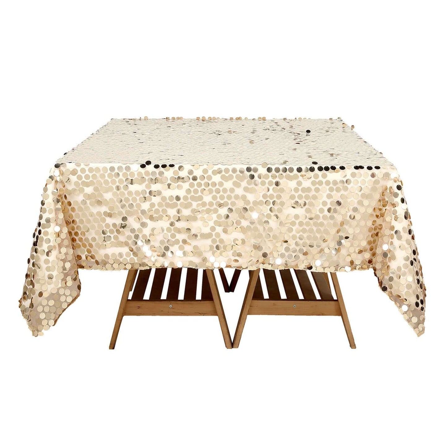 Sequin 72"x72" Table Overlay Square Tablecloth Champagne - Big Payette Table Cover