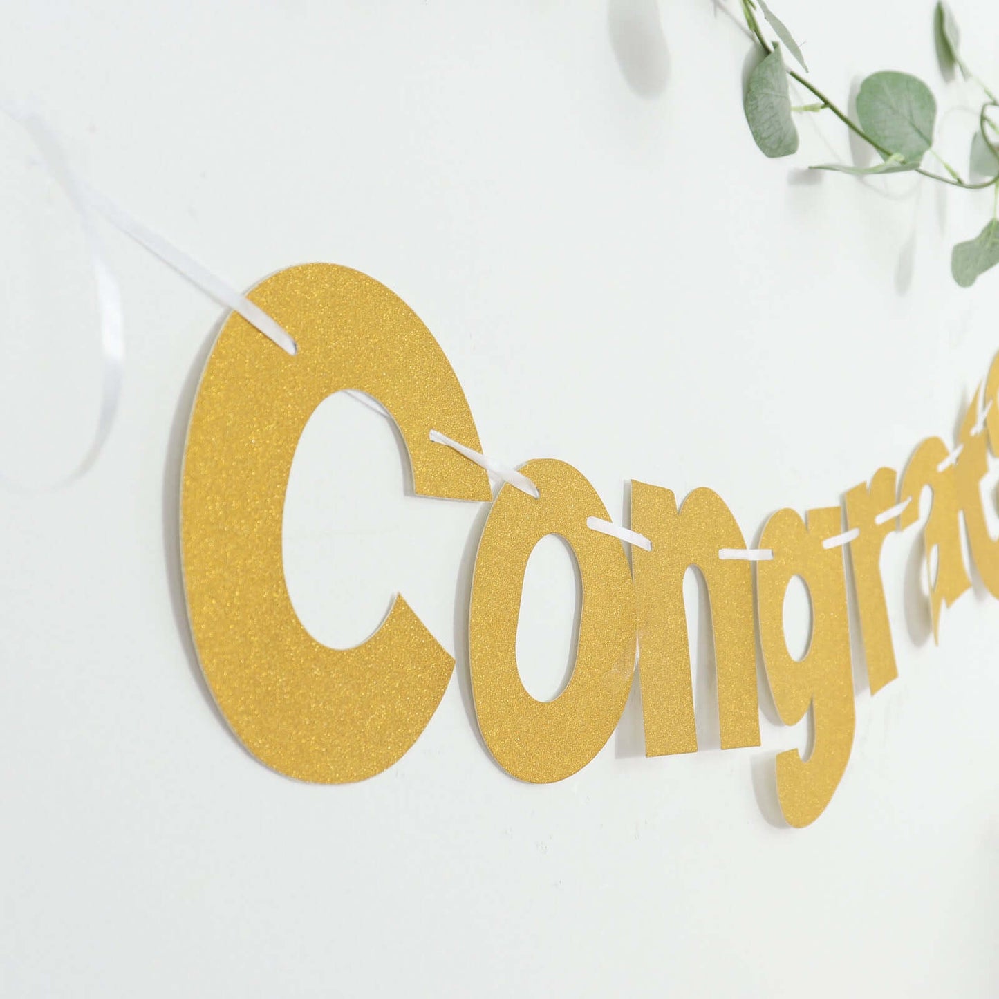 3ft Gold Glittered Congrats Paper Hanging Garland Banner Party Decor