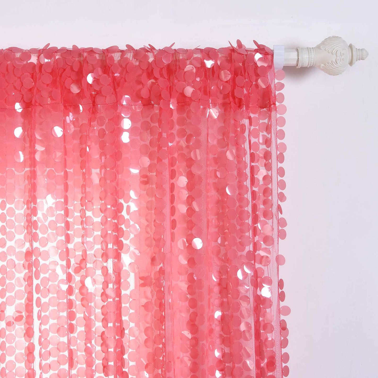 2 Pack Coral Big Payette Sequin Curtains With Rod Pocket Window Treatment Panels - 52"x64" - Clearance SALE