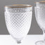 6-Pack Vintage Wine Glasses with Gold Rim and Embossed Diamond Pattern Clear - Crystal 8oz Short Stem Goblets for Cocktails 6"