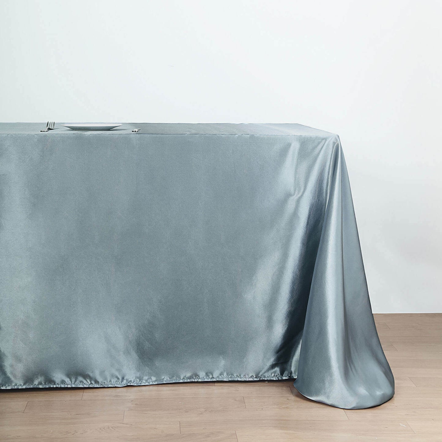 Satin Rectangular 90"x132" Tablecloth Dusty Blue - Seamless Table Cover