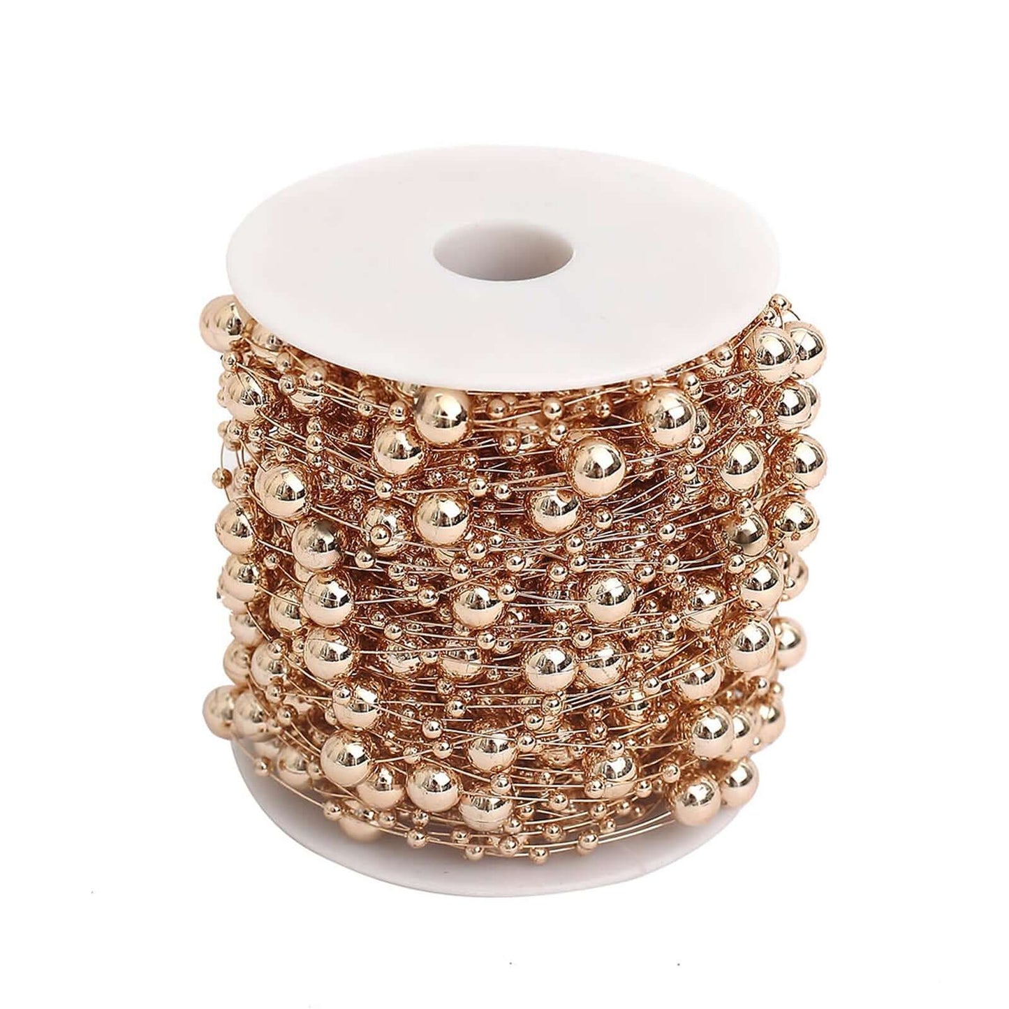 Faux Pearl String Beads Vase Filler - Rose Gold DIY Craft Fishing Line Pearl Chains 100ft
