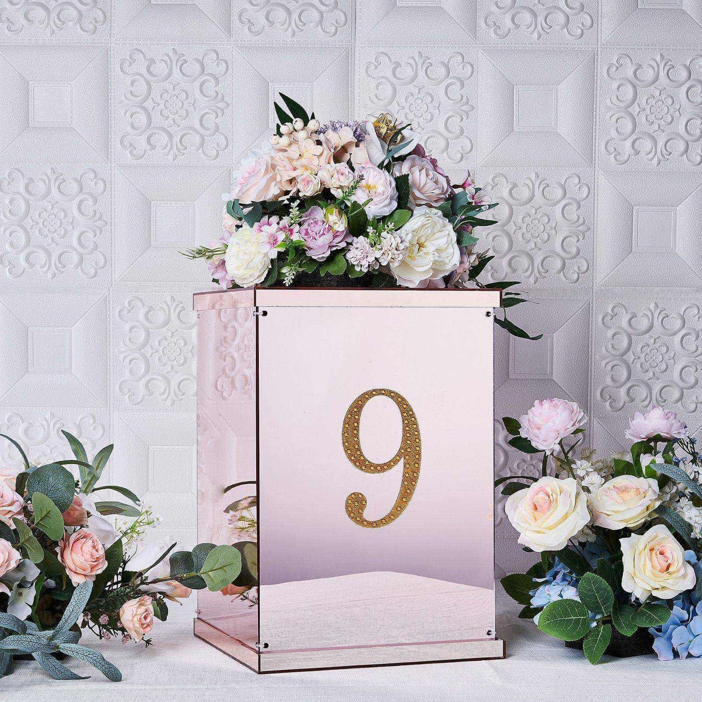Decorative Rhinestone Number "9" Stickers, Glitter Adhesive Craft Numbers Gold DIY Sparkle Embellishments 6"