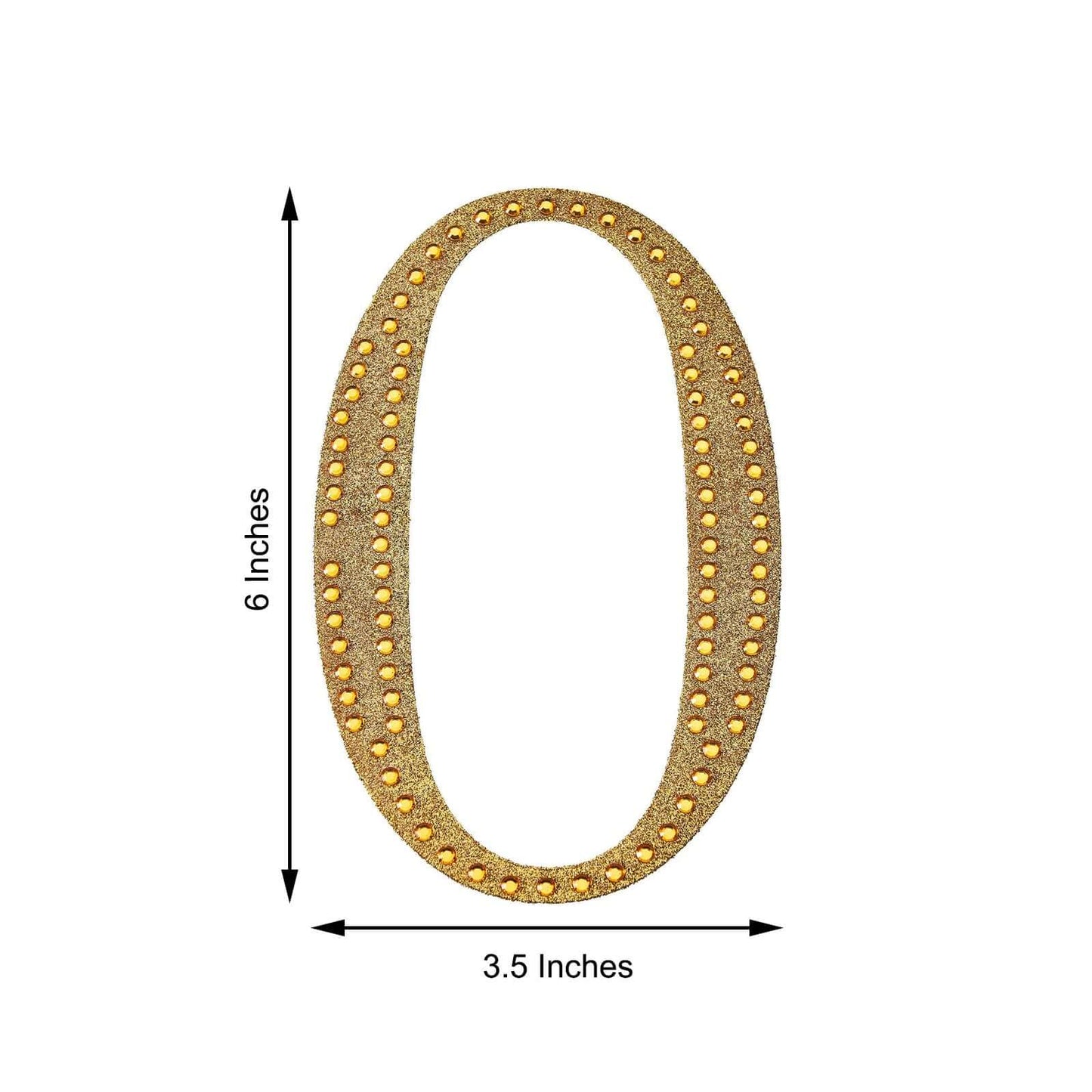 Decorative Rhinestone Number "0" Stickers, Glitter Adhesive Craft Numbers Gold DIY Sparkle Embellishments 6"