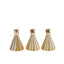 3-Pack Ceramic Taper Candle Holders Ribbed Cone Shaped Design Metallic Gold - Candlestick Stands for Decor 5"