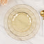 10-Pack Plastic Round 6" Dessert Plates in Gold Glitter with Ruffled Rim - Transparent Sturdy Disposable Salad Appetizer Dinnerware