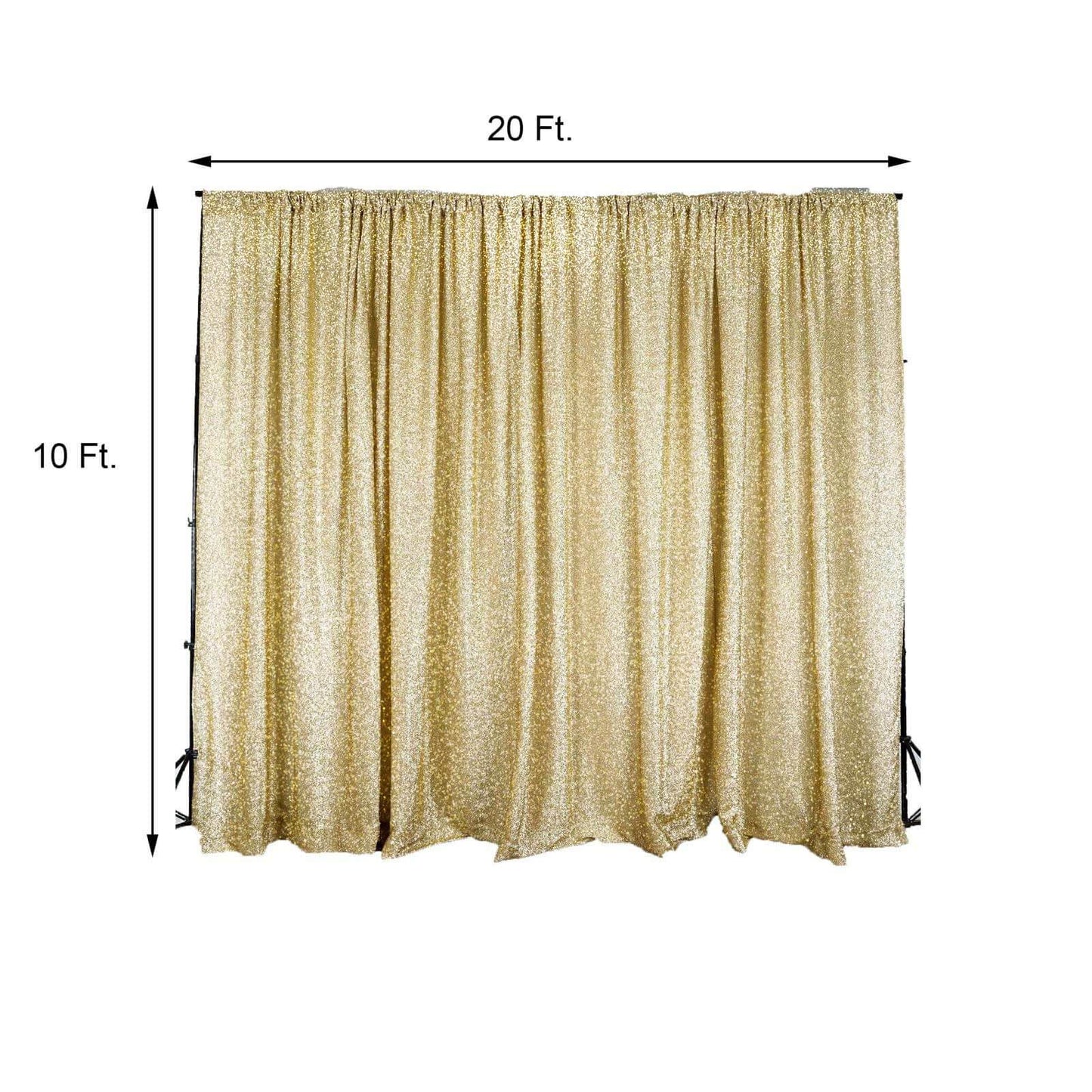 20ftx10ft Champagne Metallic Shimmer Tinsel Event Curtain Drapes, Backdrop Event Panel