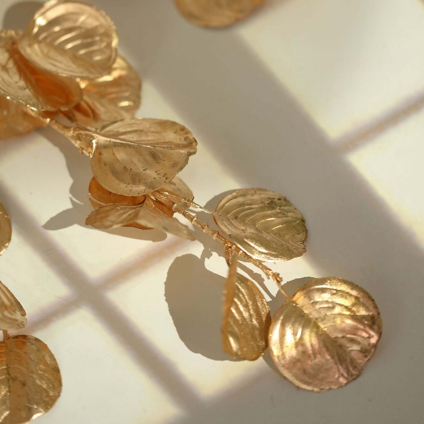 2-Pack Artificial Round Eucalyptus Leaf Branches Metallic Gold - Lifelike Faux Stems for Modern Centerpieces & Floral Arrangements 27"