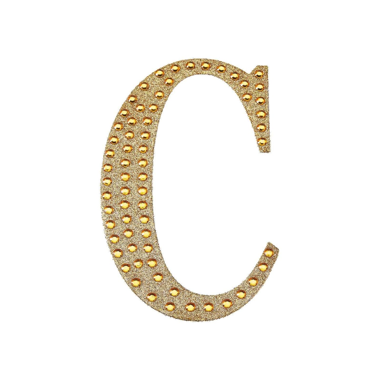 Decorative Rhinestone Alphabet "C" Letter Stickers, Glitter Adhesive Craft Letters Gold DIY Sparkle Embellishments 4"
