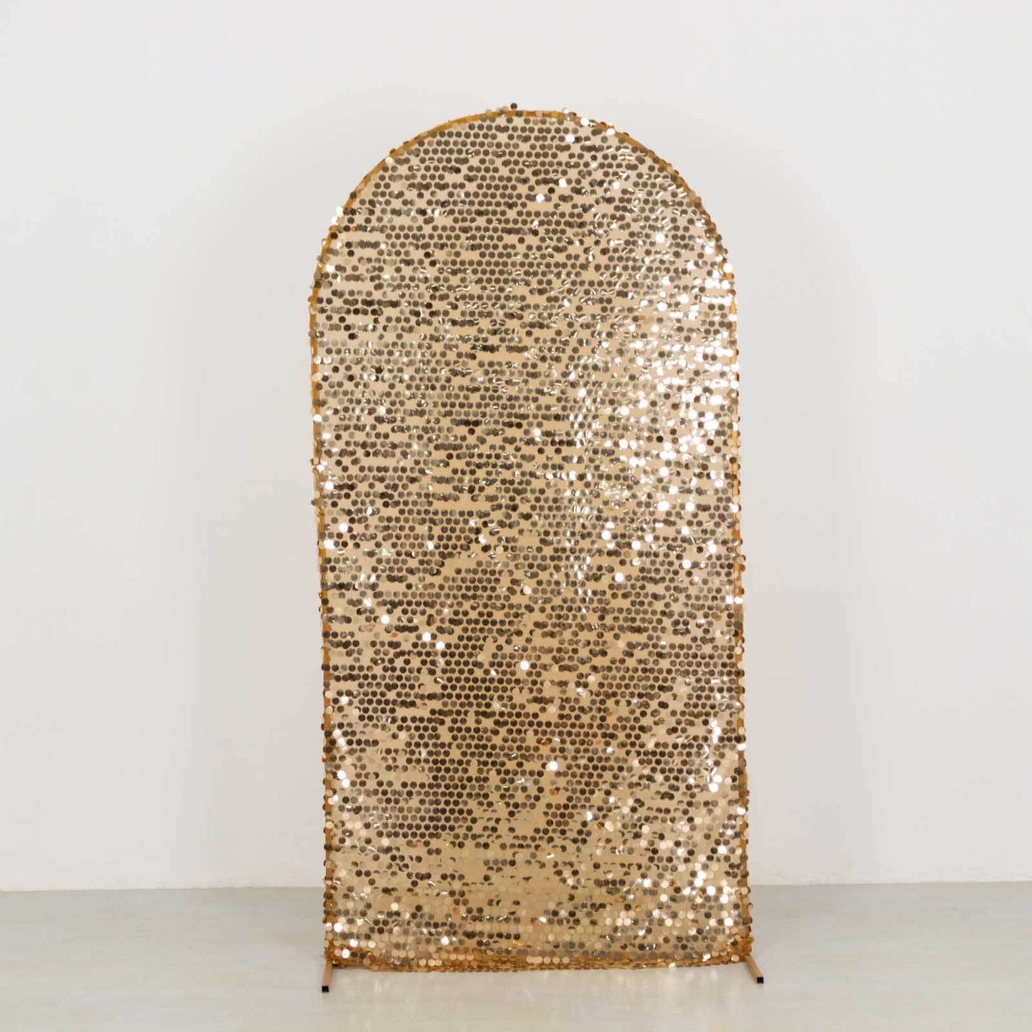 7ft Sparkly Gold Big Payette Sequin Fitted Wedding Arch Cover for Round Top Chiara Backdrop Stand