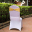 5 Pack Metallic Spandex Chair Sashes Gold - Stretch Fit Chair Bands With Round Diamond Buckles for Glamorous Event Decor