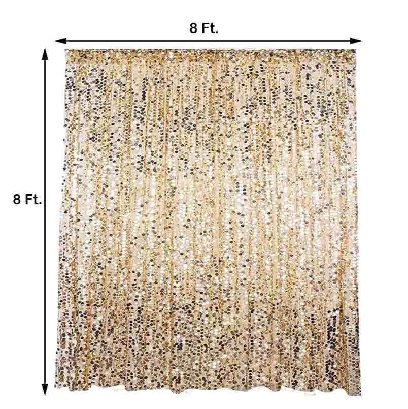 8ftx8ft Gold Big Payette Sequin Event Curtain Drapes, Backdrop Event Panel