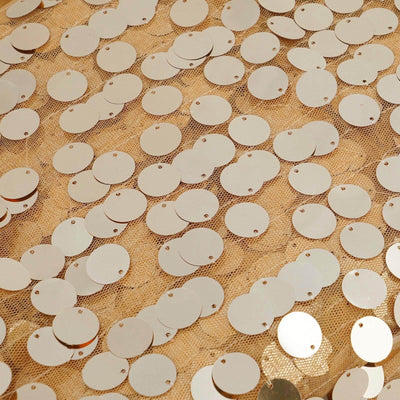 54"x4 Yards Gold Big Payette Sequin Fabric Roll, Mesh Sequin DIY Craft Fabric Bolt