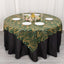 Mesh 72"x72" Table Overlay Square Tablecloth Hunter Emerald Green - Wave Embroidered Sequins Table Topper