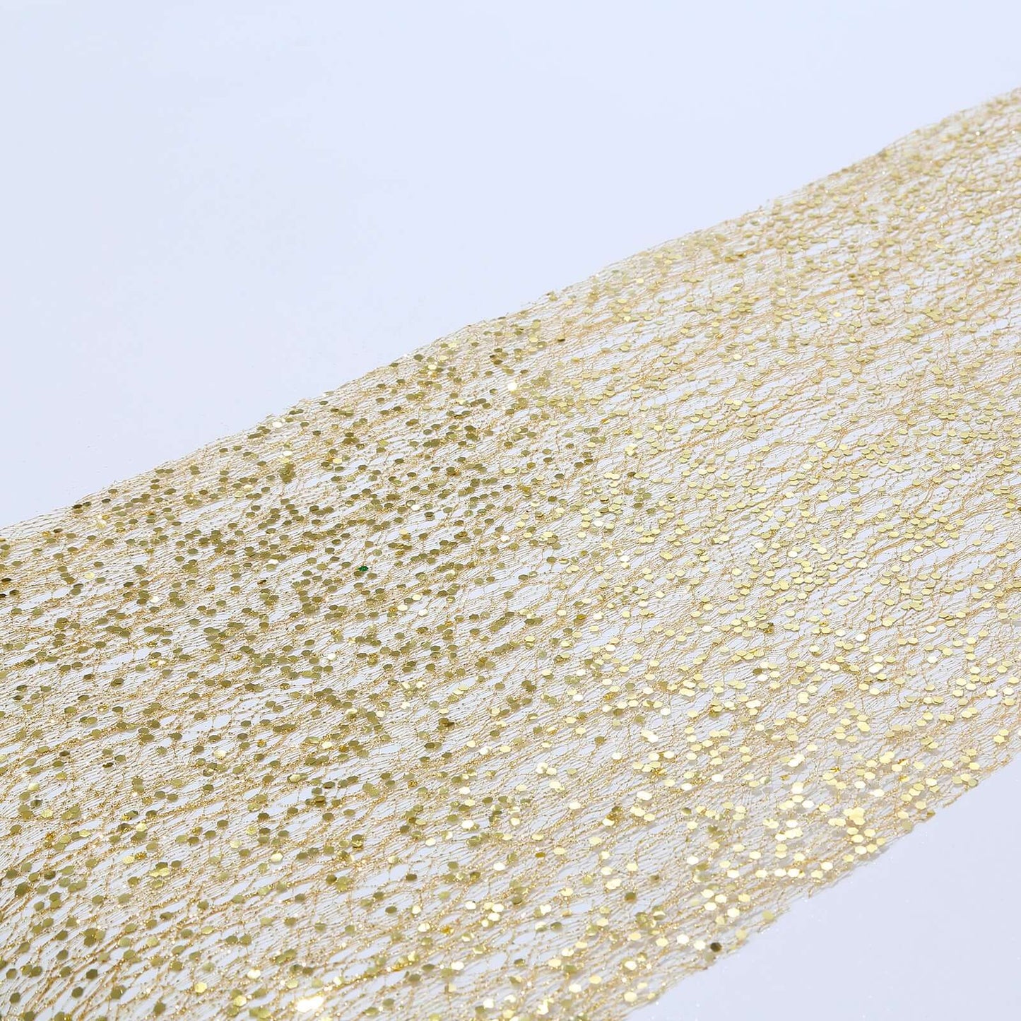 Mesh 11"x108" Table Runner Metallic Gold â€“ Glitter Design for Convenient Event Decoration