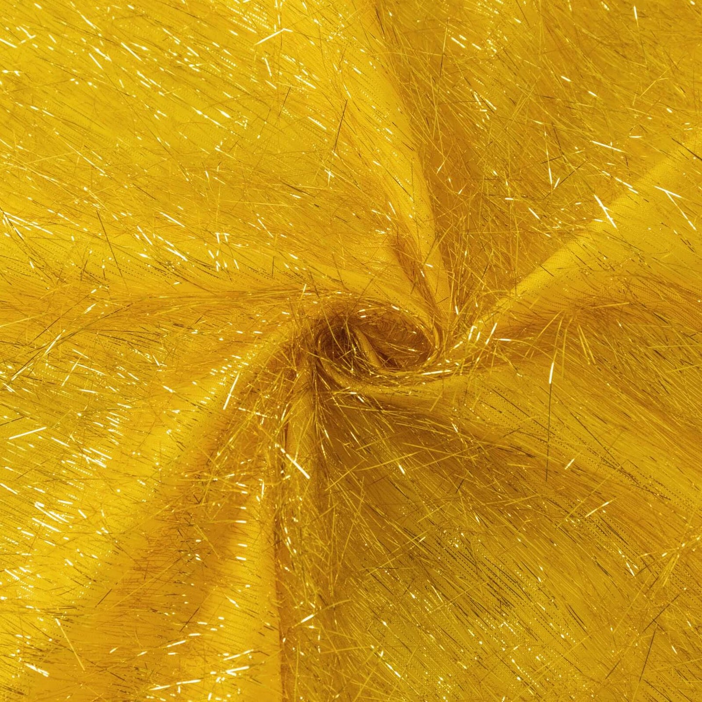 Polyester 72"x72" Table Overlay Square Tablecloth Gold - Metallic Fringe Shag Tinsel Design for Luxe Events