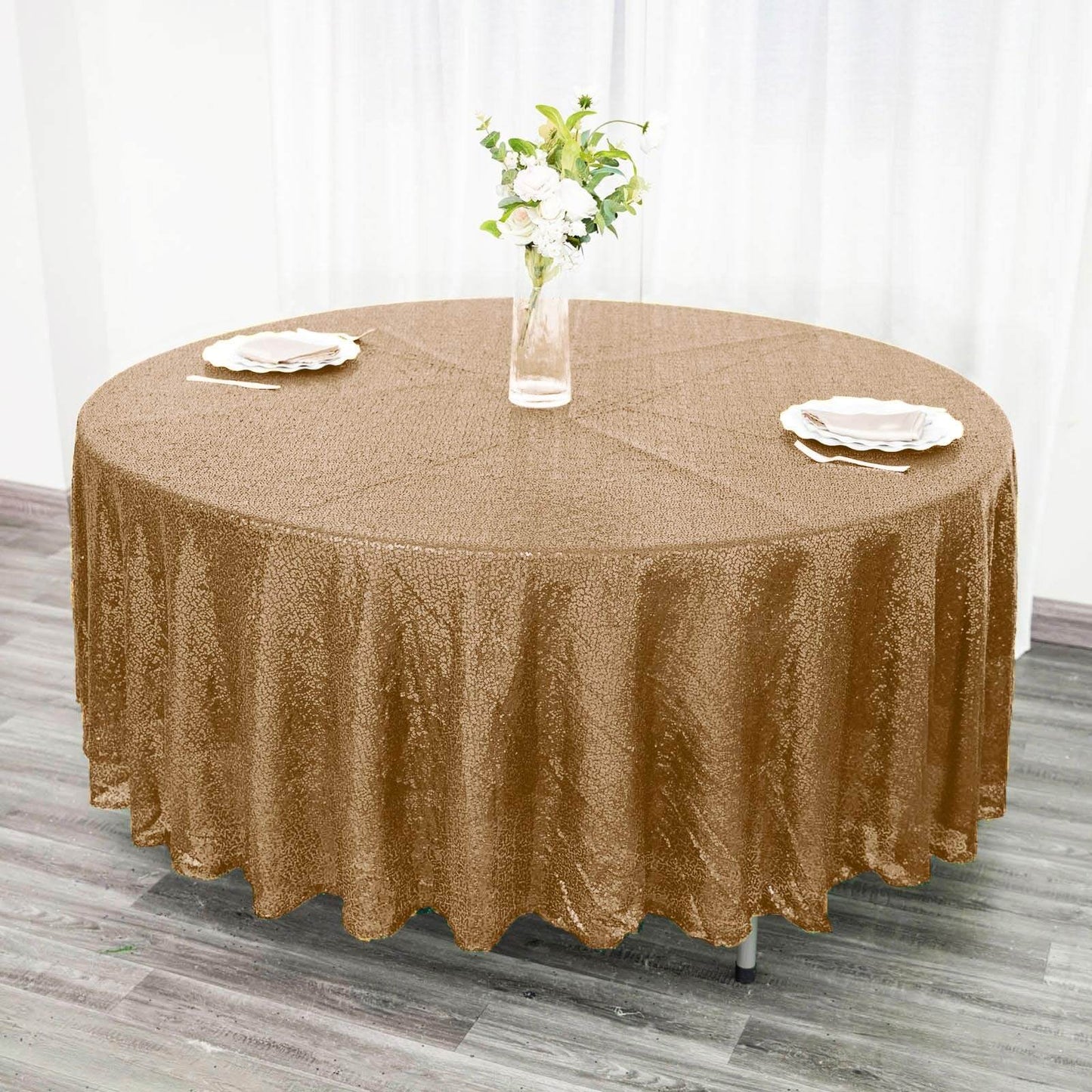 Sequin 108" Round Tablecloth Gold - Glittering Finish for Glamorous Events