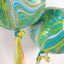 3 Pack 13" Green Gold Marble Orbz Foil Balloons, 4D Sphere Mylar Balloons