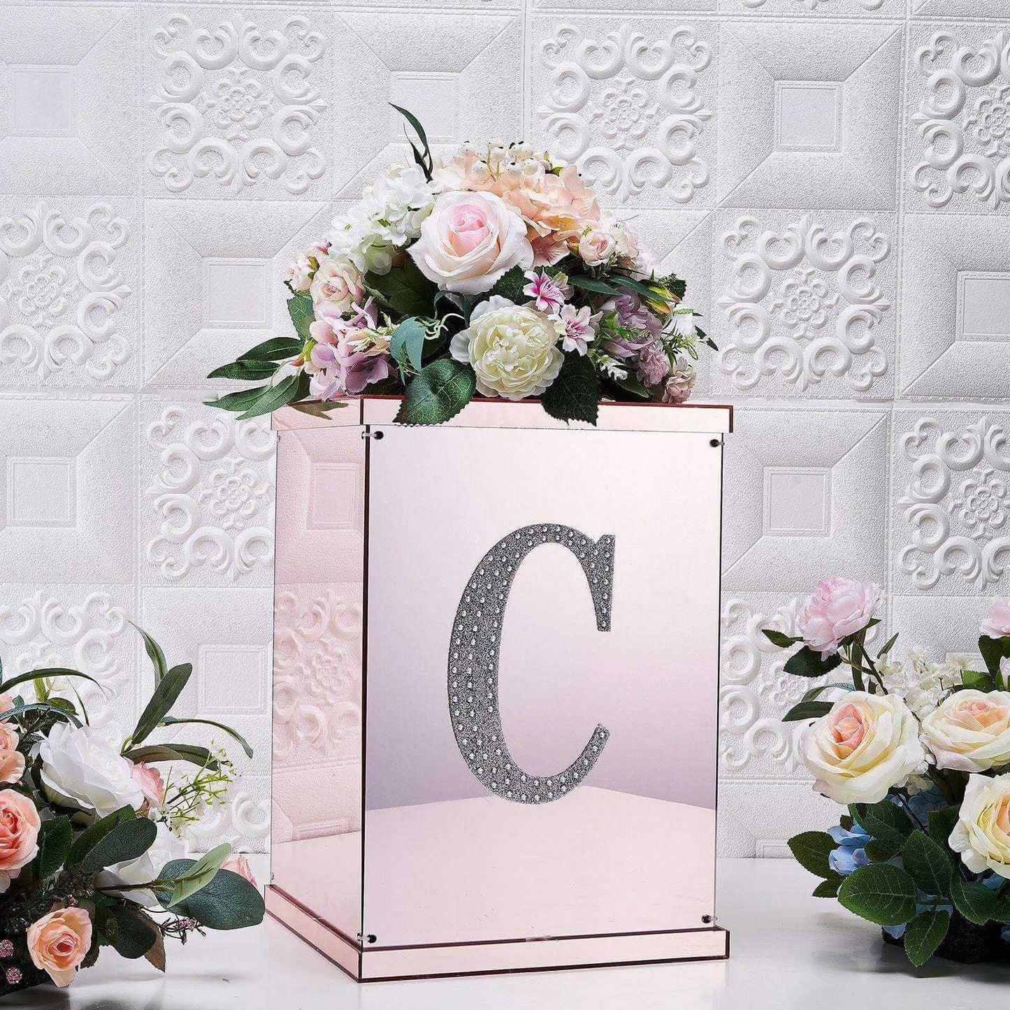 Decorative Rhinestone Alphabet "C" Letter Stickers, Glitter Adhesive Craft Letters Silver DIY Sparkle Embellishments 8"