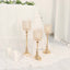 Set of 3 Crystal Beaded Goblet Votive Candle Holder Stands Gold - Tea Light Centerpiece 18", 16", 14"