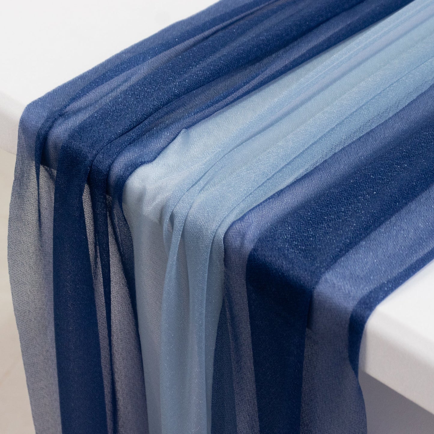 20-Pack 9ft Sheer Table Runners â€“ Navy Blue/Dusty Blue Shimmer Sheer Drapes, Wrinkle-Free