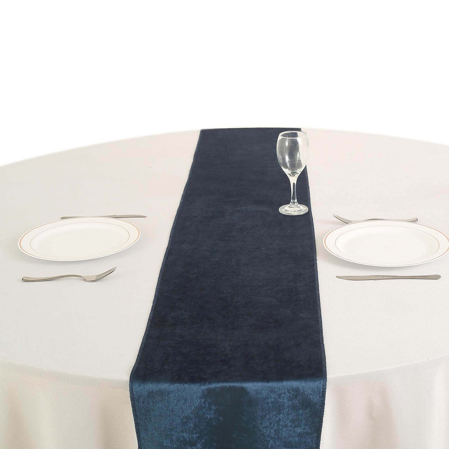 Premium Velvet 12"x108" Table Runner Navy Blue - Sheen Finish Reusable Table Decor