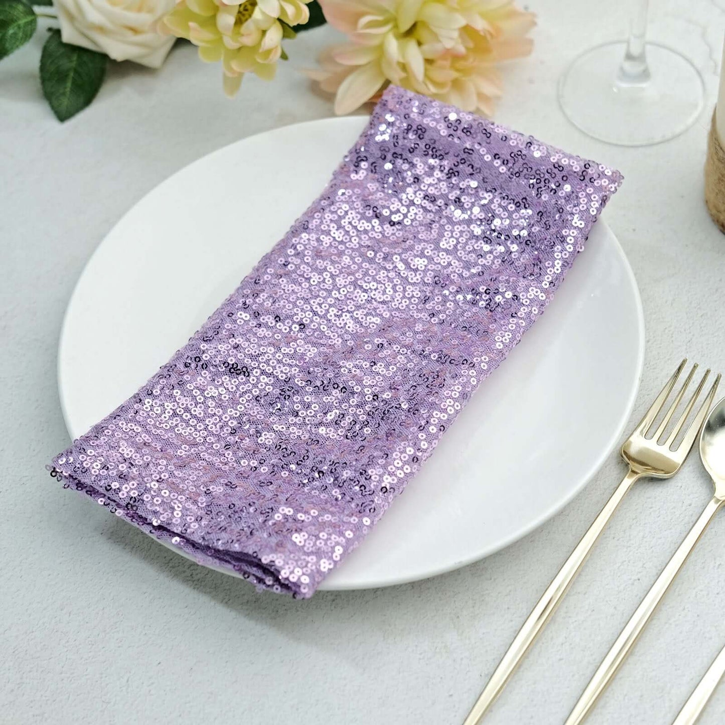 Sequin 20"x20" Napkin Lavender Lilac - Shimmering Dinner Napkin