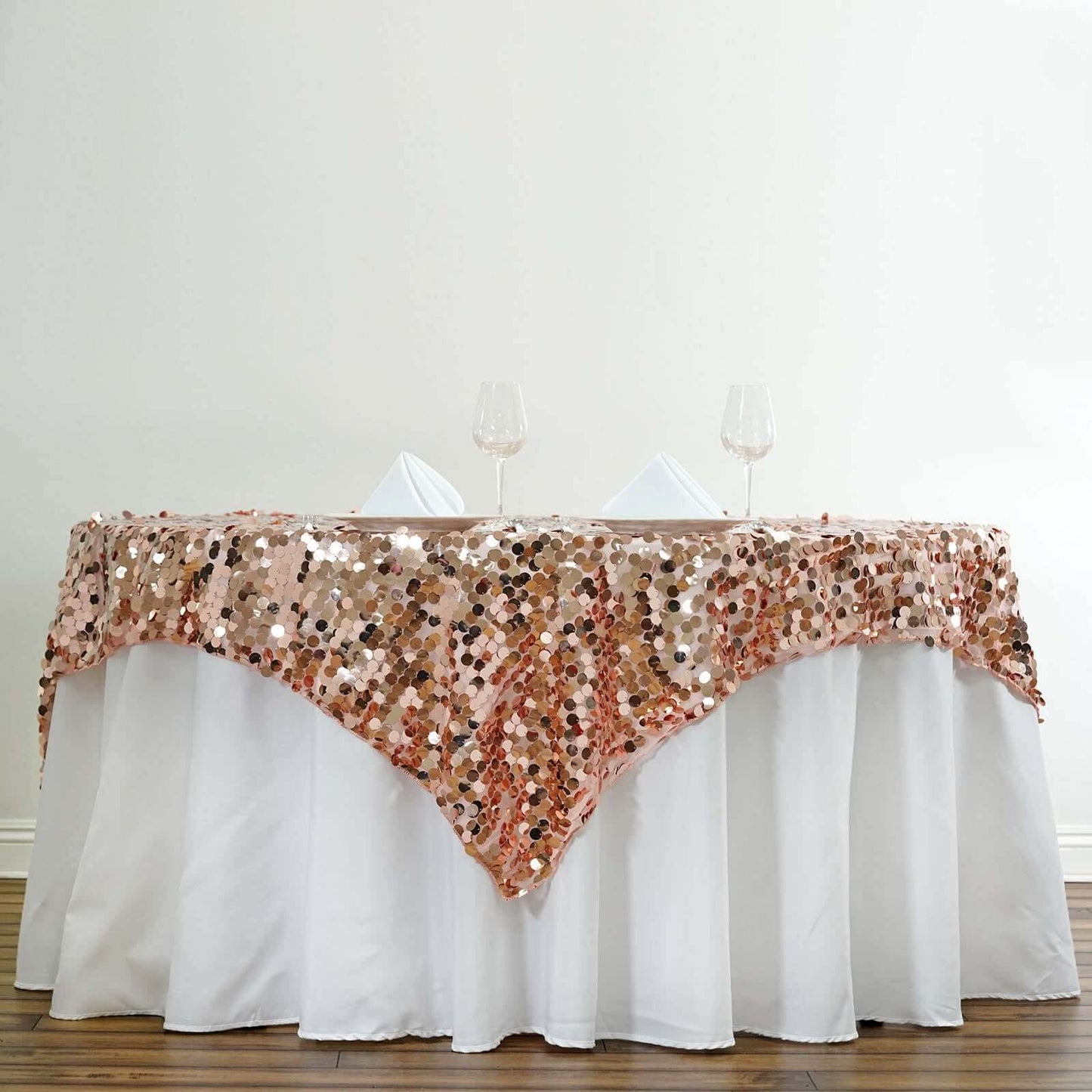 Sequin 72"x72" Table Overlay Square Tablecloth Blush - Big Payette Table Cover