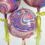 3 Pack 13" Purple Gold Marble Orbz Foil Balloons, 4D Sphere Mylar Balloons