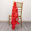 5 Pack Chiffon Satin Chair Sashes Red - Easy to Install Ruffled Curly Willow
