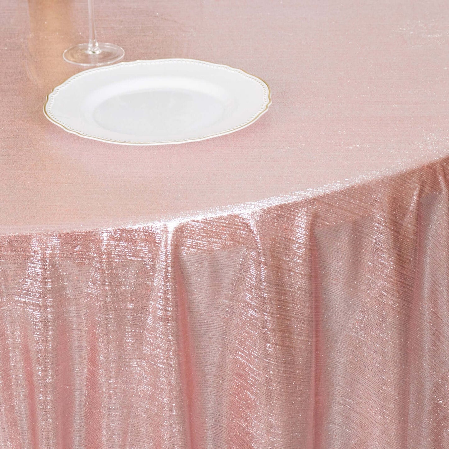 Sequin Dots Polyester Round 120" Tablecloth Shimmering Rose Gold - Wrinkle Free & Sparkling Table Cover