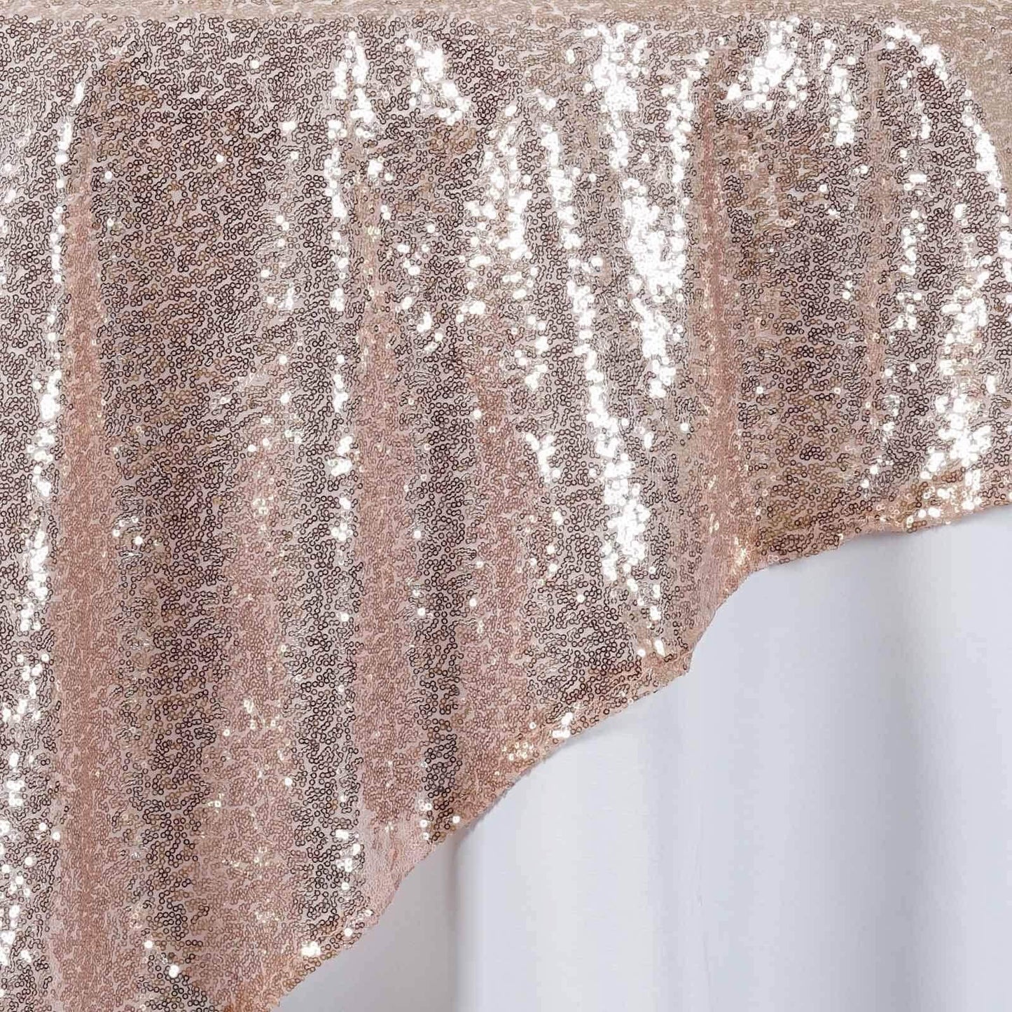 Sequin 72"x72" Table Overlay Square Tablecloth Rose Gold - Sparkly Table Cover