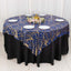 Mesh 72"x72" Table Overlay Square Tablecloth Royal Blue - Wave Embroidered Sequins Table Topper