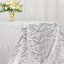 Mesh 90"x156" Rectangle Tablecloth Silver - Wave Sequin Embroidered Table Cover