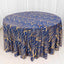 Sequin Mesh 120" Round Tablecloth Royal Blue/Gold - Seamless Wave Embroidered Table Cover