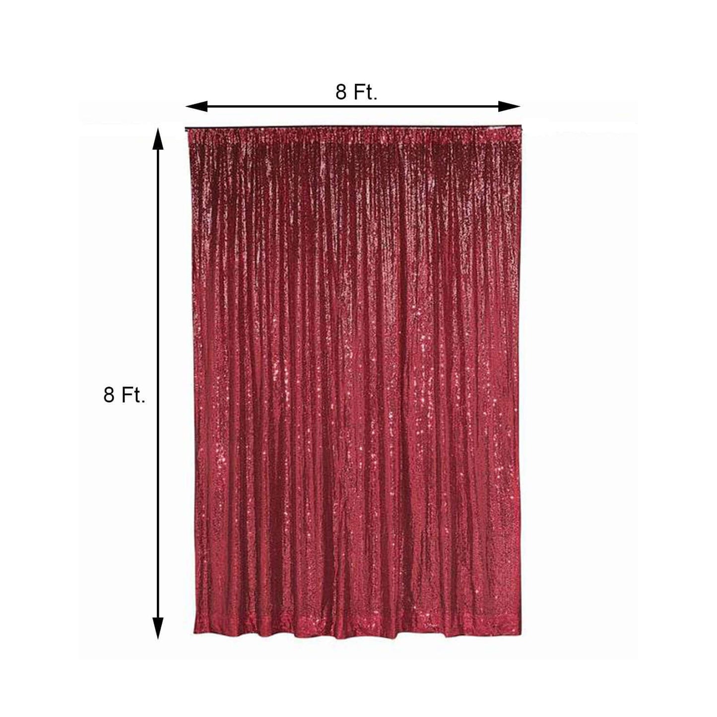 8ftx8ft Burgundy Sequin Event Curtain Drapes, Backdrop Event Panel