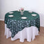 Tulle 72"x72" Table Overlay Square Tablecloth Hunter Emerald Green - Sequin Leaf Embroidered Table Topper