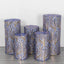 Set of 5 Royal Blue Wave Mesh Cylinder Pedestal Stand Covers with Embroidered Sequins, Pillar Prop Covers - 160 GSM