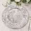 6-Pack Acrylic Round Charger Plates 13" in Metallic Silver with Rock Cut Design, Durable Plastic Dinner Charger Tableware