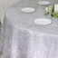 Polyester 120" Round Silver Tablecloth Metallic Fringe Shag Tinsel Table Cover
