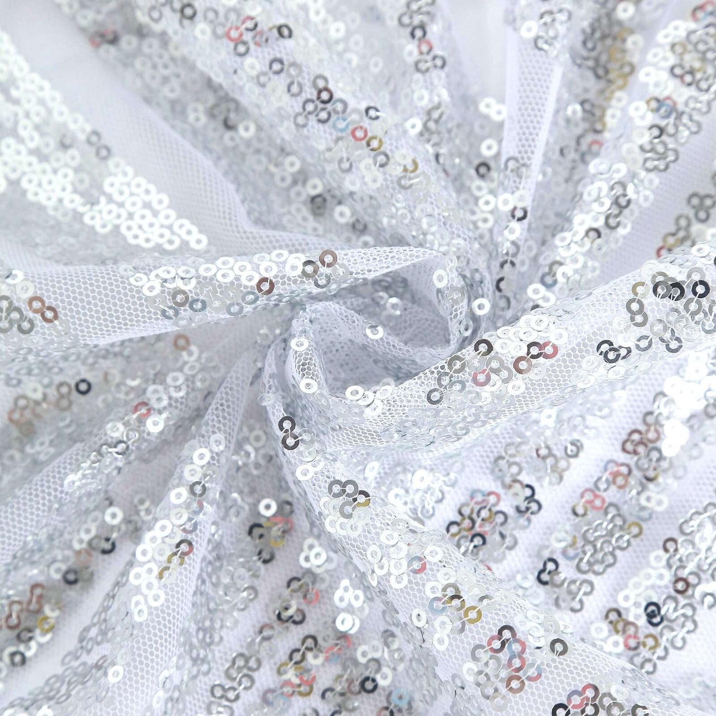 Sequin 72" Table Overlay Square Tablecloth Silver - Diamond Glitz Table Cover