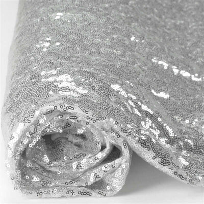 54"x4 Yards Silver Sequin Fabric Bolt, Sparkly DIY Craft Fabric Roll