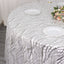 Sequin Mesh 120" Round Tablecloth Silver - Seamless Wave Embroidered Table Cover