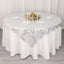 Mesh 72"x72" Table Overlay Square Tablecloth Silver - Wave Embroidered Sequins Table Topper