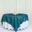 Taffeta 90"x90" Table Overlay Square Tablecloth Peacock Teal - Accordion Crinkle Table Cover