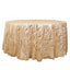 Sequin Mesh 120" Round Tablecloth Champagne - Seamless Wave Embroidered Table Cover