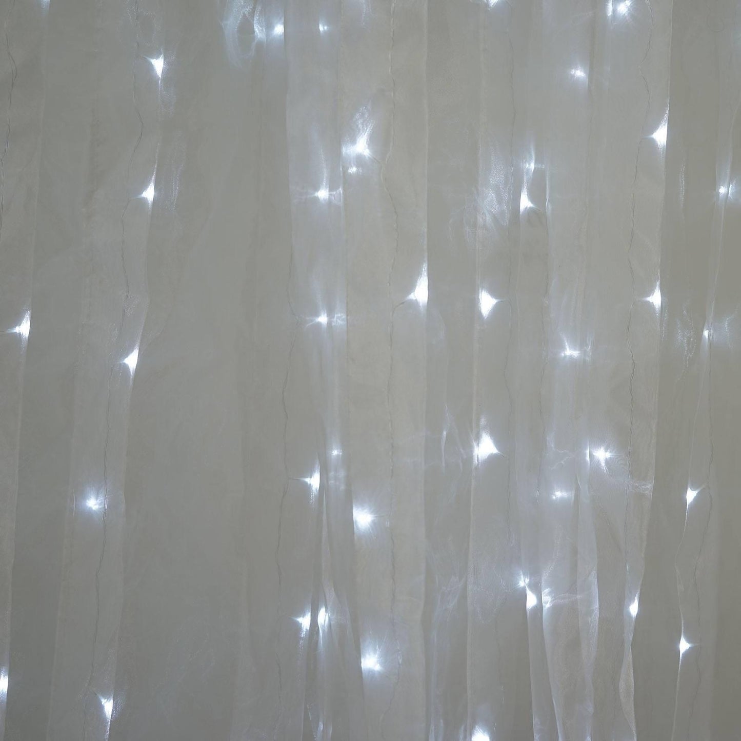 20ftx10ft White Sheer Organza w Cool LED Lights Decorative Curtain Panel