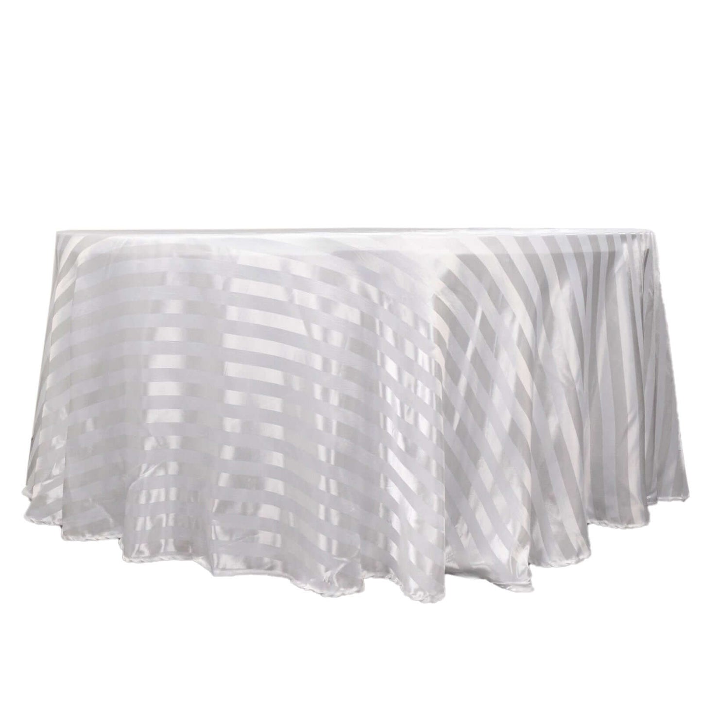 Satin Striped 120" Round Tablecloth White - Silky Smooth Seamless Wedding Decor