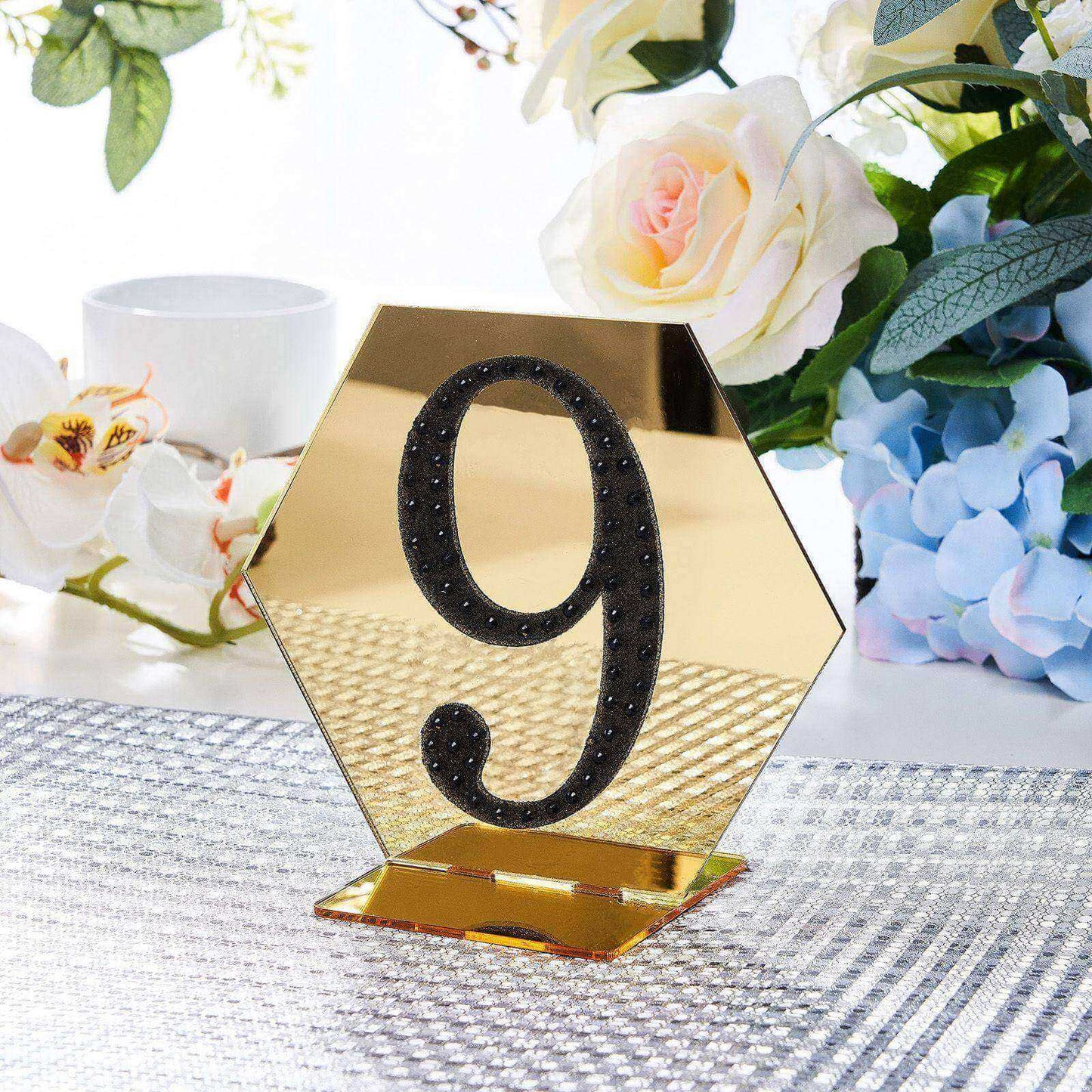 Decorative Rhinestone Number "9" Stickers, Glitter Adhesive Craft Numbers Black DIY Sparkle Embellishments 4"